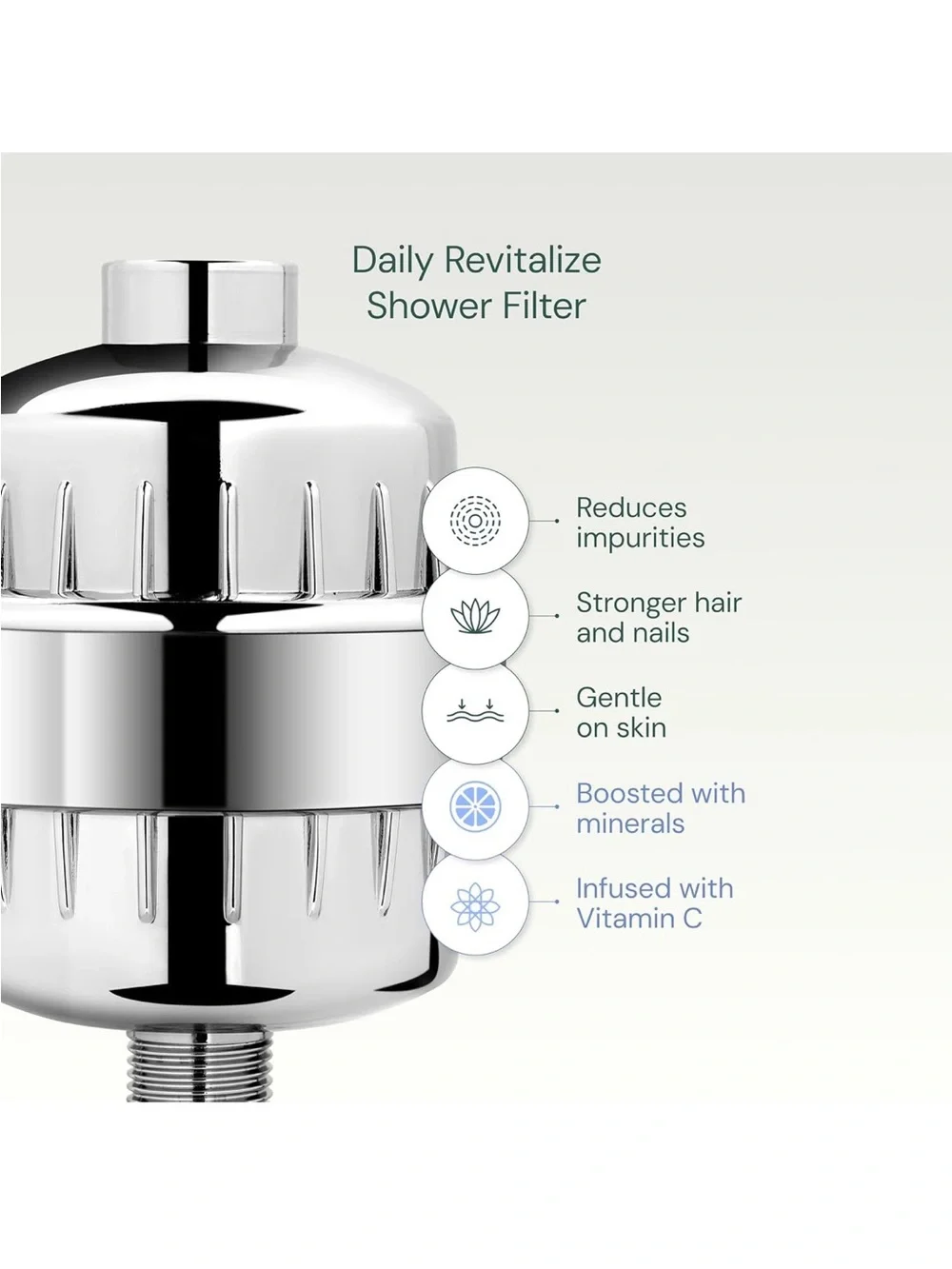 Polished Silver Shower Filter - Chlorine Reduction